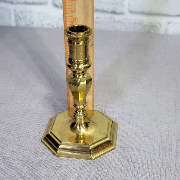 Vintage 60s Mid Century Set of 2 Brass 5.5" Candlestick Holders Made‎ in Japan - Picture 12 of 13